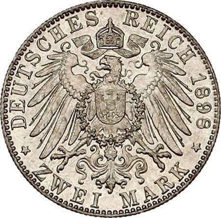 Reverso 2 marcos 1898 J "Hamburg" - valor de la moneda de plata - Alemania, Imperio alemán