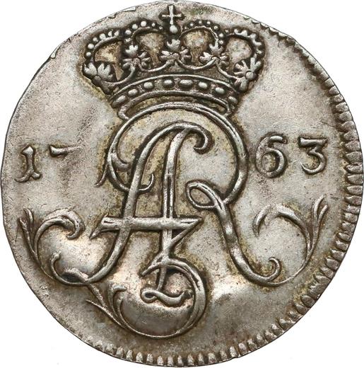 Аверс монеты - Трояк (3 гроша) 1763 года FLS "Эльблонский" - цена серебряной монеты - Польша, Август III