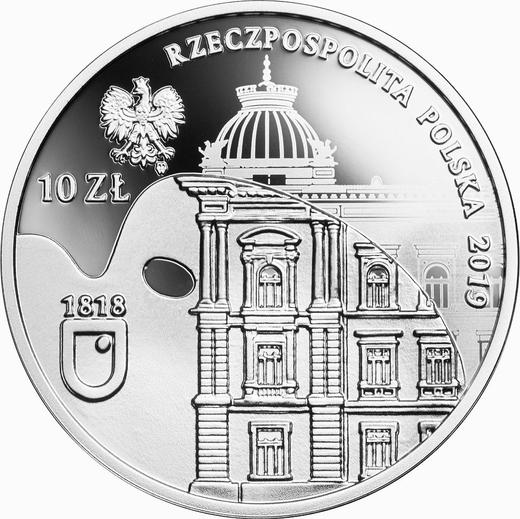 Anverso 10 eslotis 2019 "200 aniversario de la Academia de Bellas Artes Jan Matejko de Cracovia" - valor de la moneda de plata - Polonia, República moderna