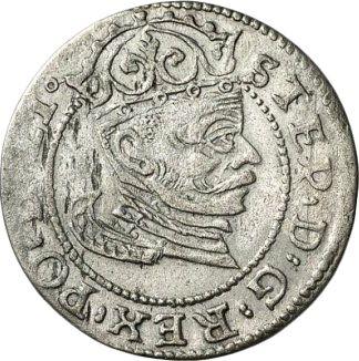 Obverse 1 Grosz 1582 "Riga" - Silver Coin Value - Poland, Stephen Bathory