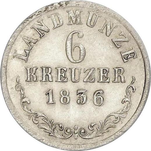 Revers 6 Kreuzer 1836 K - Silbermünze Wert - Sachsen-Meiningen, Bernhard II