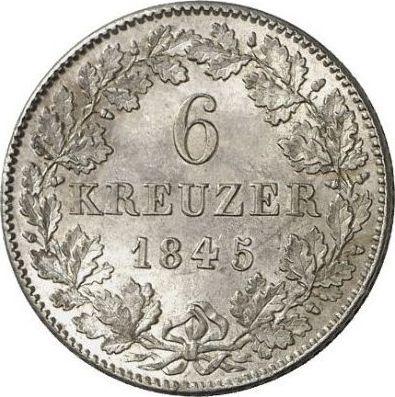 Реверс монеты - 6 крейцеров 1845 года - цена серебряной монеты - Бавария, Людвиг I