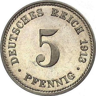 Anverso 5 Pfennige 1913 D "Tipo 1890-1915" - valor de la moneda  - Alemania, Imperio alemán