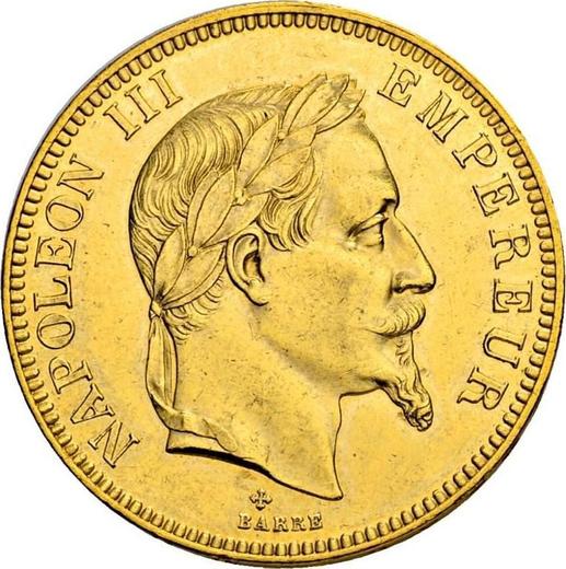 Anverso 100 francos 1863 BB "Tipo 1862-1870" Estrasburgo - valor de la moneda de oro - Francia, Napoleón III Bonaparte