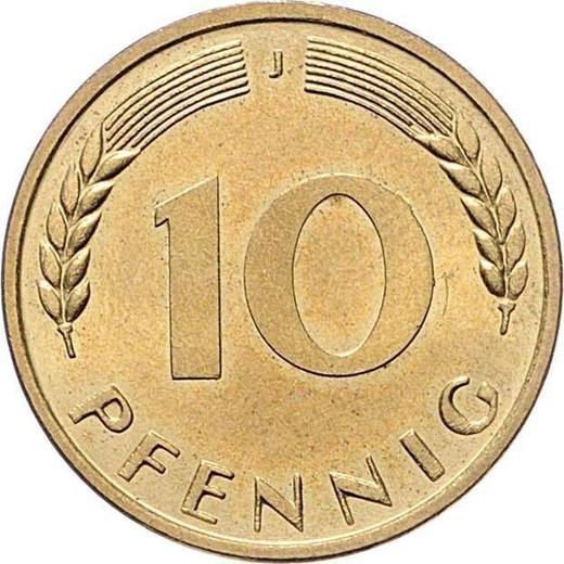 Аверс монеты - 10 пфеннигов 1966 года J - цена  монеты - Германия, ФРГ