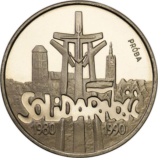 Reverso Pruebas 100000 eslotis 1990 MW "10 aniversario de la fundación de Solidaridad" - valor de la moneda  - Polonia, República moderna