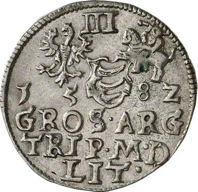 Rewers monety - Trojak 1582 "Litwa" - cena srebrnej monety - Polska, Stefan Batory
