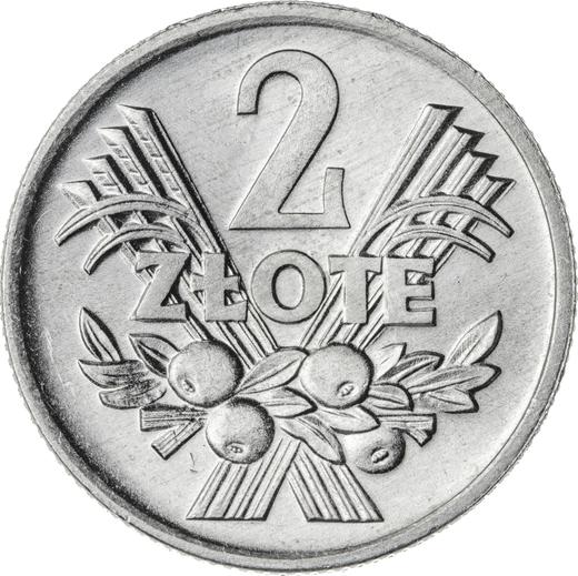 Реверс монеты - 2 злотых 1974 года MW "Колосья и фрукты" - цена  монеты - Польша, Народная Республика