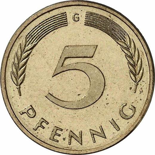 Аверс монеты - 5 пфеннигов 1988 года G - цена  монеты - Германия, ФРГ