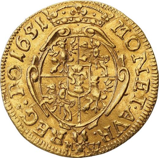 Rewers monety - Dukat 1651 MW "Popiersie w wieńcu" - cena złotej monety - Polska, Jan II Kazimierz