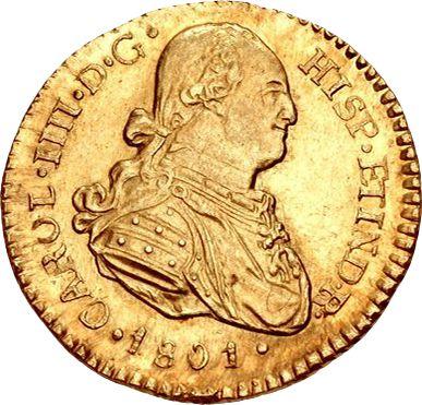 Awers monety - 1 escudo 1801 NG M - cena złotej monety - Gwatemala, Karol IV