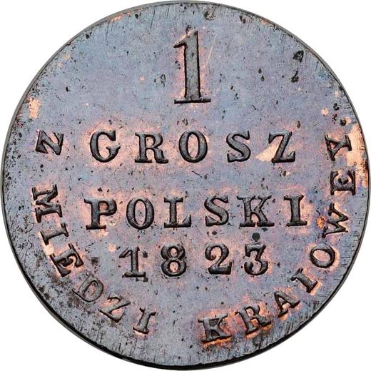 Reverso 1 grosz 1823 IB "Z MIEDZI KRAIOWEY" Reacuñación - valor de la moneda  - Polonia, Zarato de Polonia