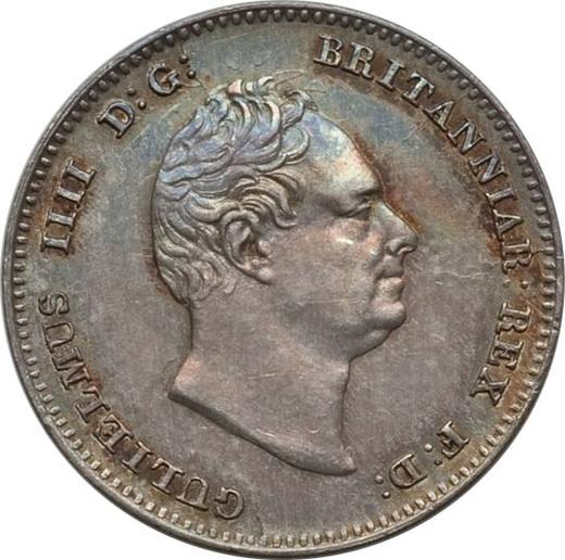 Awers monety - 3 pensy 1836 "Maundy" - cena srebrnej monety - Wielka Brytania, Wilhelm IV
