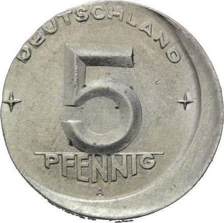 Awers monety - 5 fenigów 1952-1953 Przesunięcie stempla - cena  monety - Niemcy, NRD
