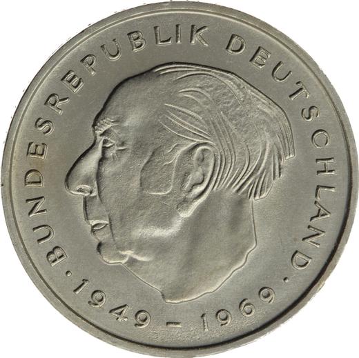 Аверс монеты - 2 марки 1970 года G "Теодор Хойс" - цена  монеты - Германия, ФРГ