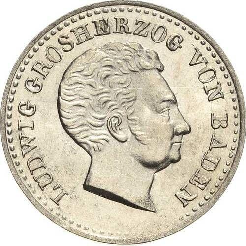 Аверс монеты - 10 крейцеров 1830 года - цена серебряной монеты - Баден, Людвиг I