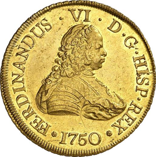 Anverso 8 escudos 1750 So J - valor de la moneda de oro - Chile, Fernando VI