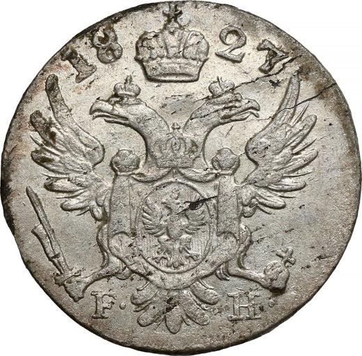 Awers monety - 5 groszy 1827 FH - cena srebrnej monety - Polska, Królestwo Kongresowe