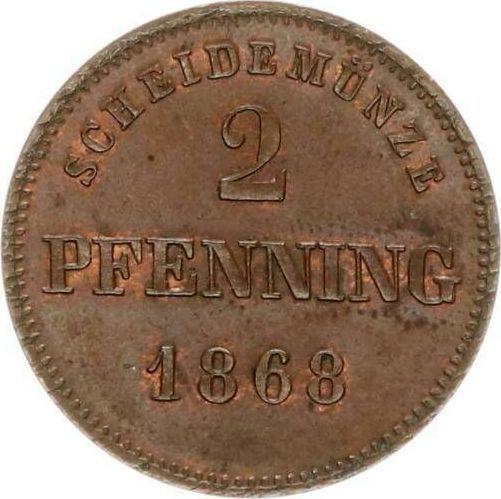 Реверс монеты - 2 пфеннига 1868 года - цена  монеты - Бавария, Людвиг II
