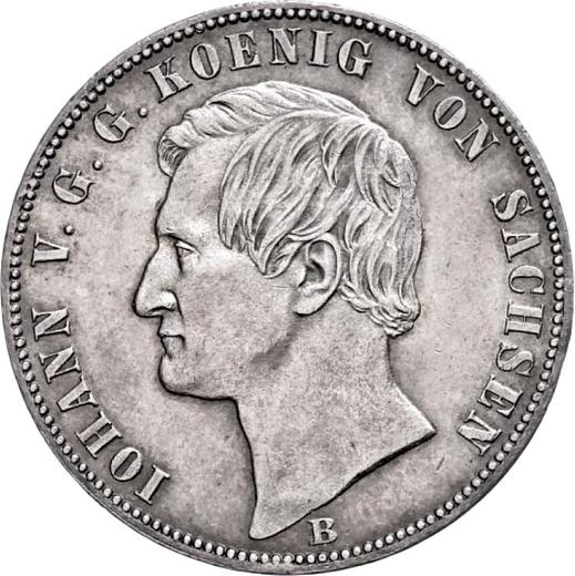 Obverse Thaler 1870 B "Mining" - Silver Coin Value - Saxony-Albertine, John