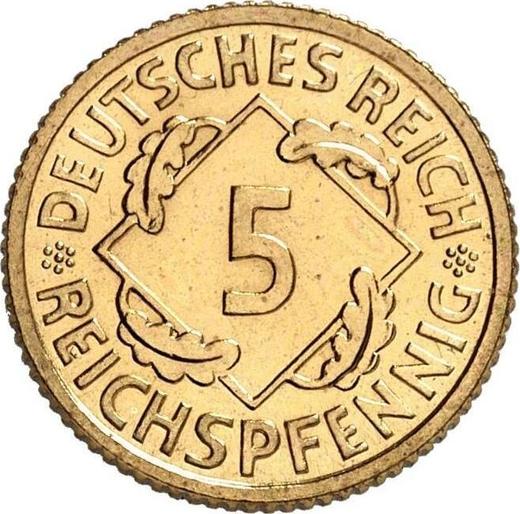 Anverso 5 Reichspfennigs 1930 A - valor de la moneda  - Alemania, República de Weimar