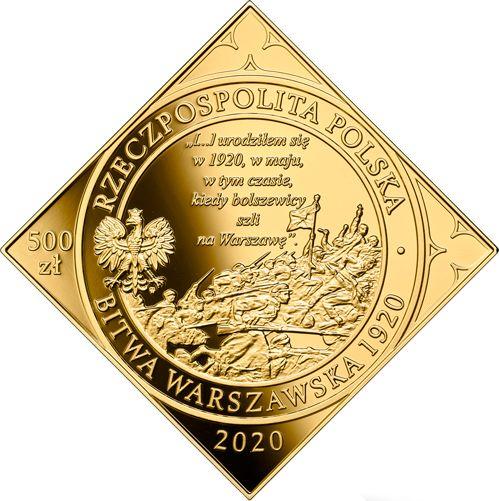 Аверс монеты - 500 злотых 2020 года "100 лет со дня рождения святого Иоанна Павла II" - цена золотой монеты - Польша, III Республика после деноминации