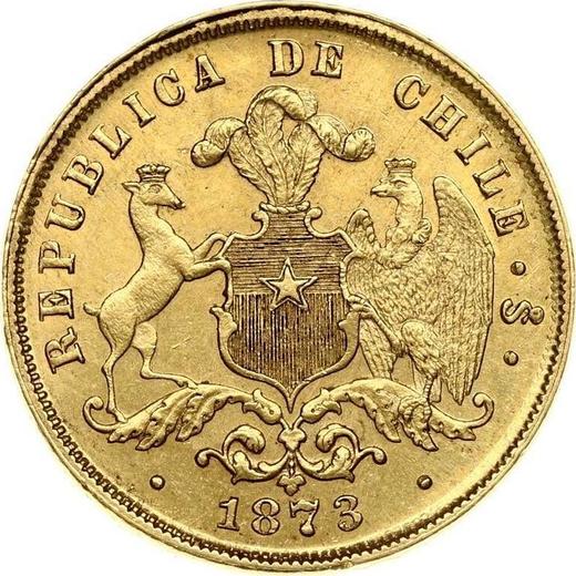 Аверс монеты - 5 песо 1873 года So - цена золотой монеты - Чили, Республика