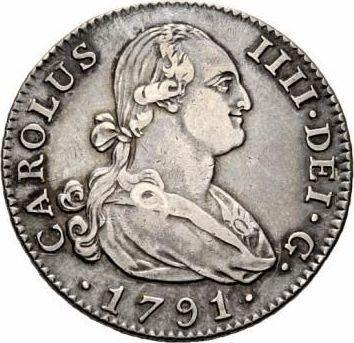 Аверс монеты - 4 реала 1791 года M MF - цена серебряной монеты - Испания, Карл IV