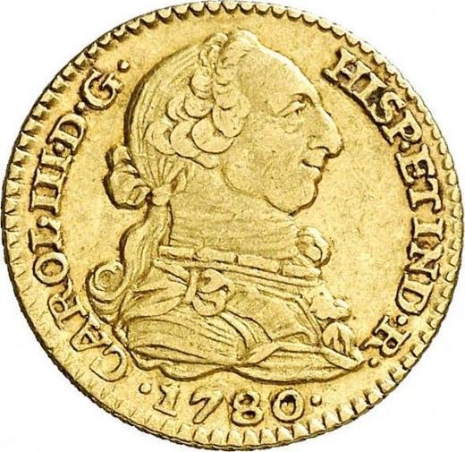 Аверс монеты - 1 эскудо 1780 года M PJ - цена золотой монеты - Испания, Карл III