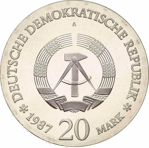 Reverso 20 marcos 1987 A "Sello de la ciudad de Berlin" - valor de la moneda de plata - Alemania, República Democrática Alemana (RDA)