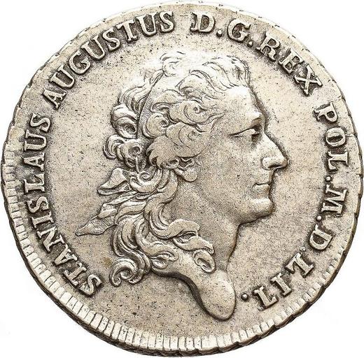 Аверс монеты - Полталера 1768 года IS "Лента в волосах" - цена серебряной монеты - Польша, Станислав II Август