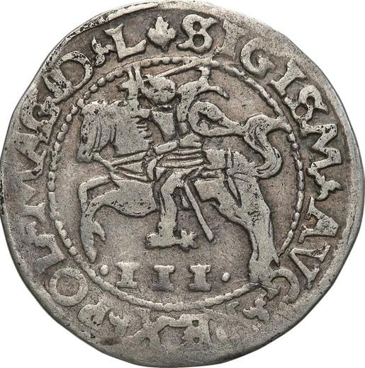 Аверс монеты - Трояк (3 гроша) 1566 года "Литва" - цена серебряной монеты - Польша, Сигизмунд II Август