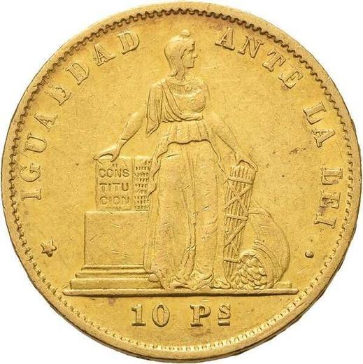 Аверс монеты - 10 песо 1868 года So - цена  монеты - Чили, Республика