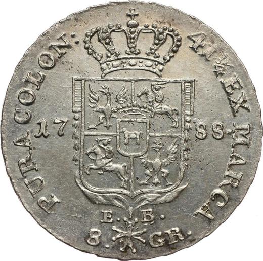 Реверс монеты - Двузлотовка (8 грошей) 1788 года EB - цена серебряной монеты - Польша, Станислав II Август