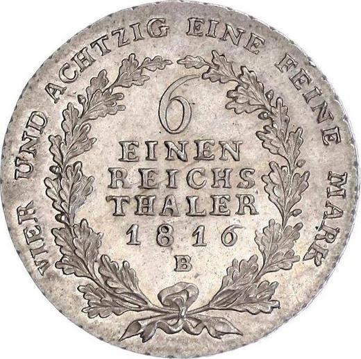 Revers 1/6 Taler 1816 B "Typ 1809-1818" - Silbermünze Wert - Preußen, Friedrich Wilhelm III