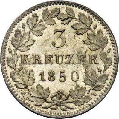 Реверс монеты - 3 крейцера 1850 года - цена серебряной монеты - Баден, Леопольд