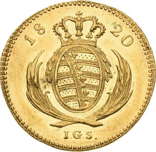 Rewers monety - Dukat 1820 I.G.S. - cena złotej monety - Saksonia-Albertyna, Fryderyk August I
