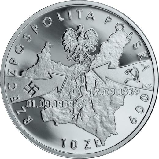 Аверс монеты - 10 злотых 2009 года MW "Велюнь - Сентябрь 1939" - цена серебряной монеты - Польша, III Республика после деноминации