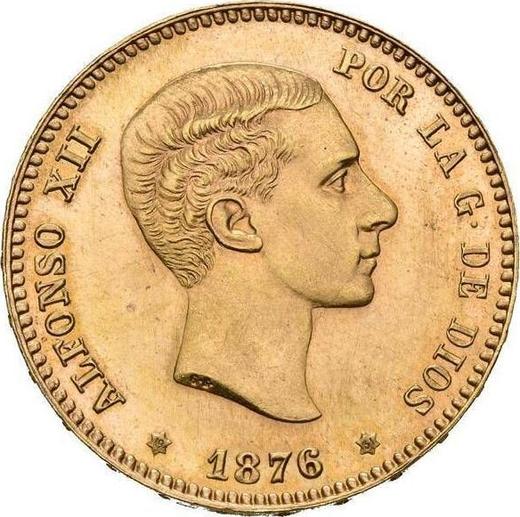 Аверс монеты - 25 песет 1876 года DEM Новодел - цена золотой монеты - Испания, Альфонсо XII