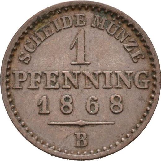 Реверс монеты - 1 пфенниг 1868 года B - цена  монеты - Пруссия, Вильгельм I