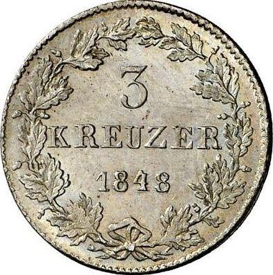 Rewers monety - 3 krajcary 1848 - cena srebrnej monety - Hesja-Darmstadt, Ludwik III