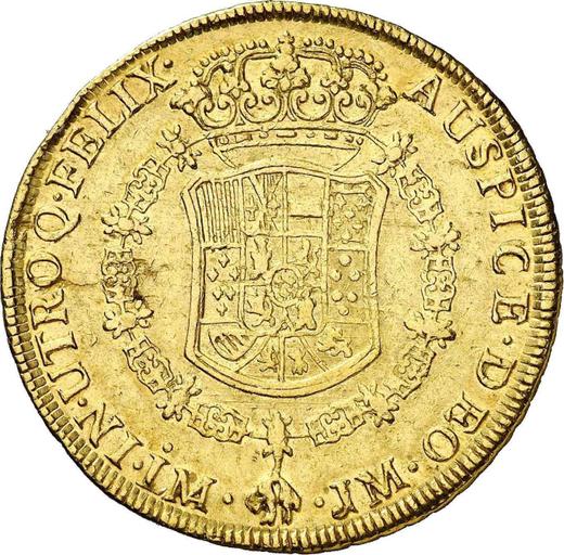 Revers 8 Escudos 1764 LM JM - Goldmünze Wert - Peru, Karl III
