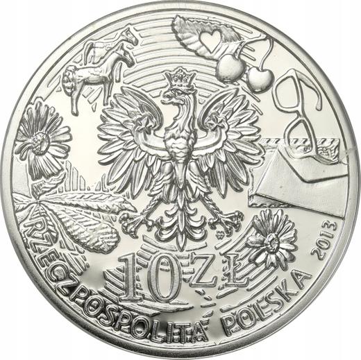 Obverse 10 Zlotych 2013 MW "Agnieszka Osiecka" - Silver Coin Value - Poland, III Republic after denomination
