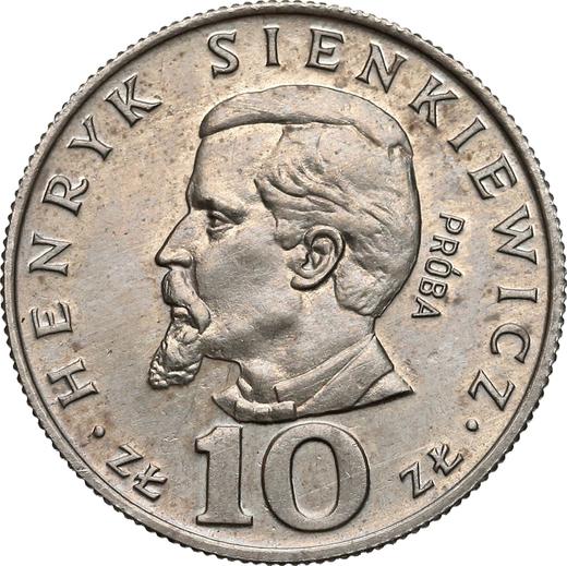 Rewers monety - PRÓBA 10 złotych 1974 MW "Henryk Sienkiewicz" Miedź-nikiel - cena  monety - Polska, PRL