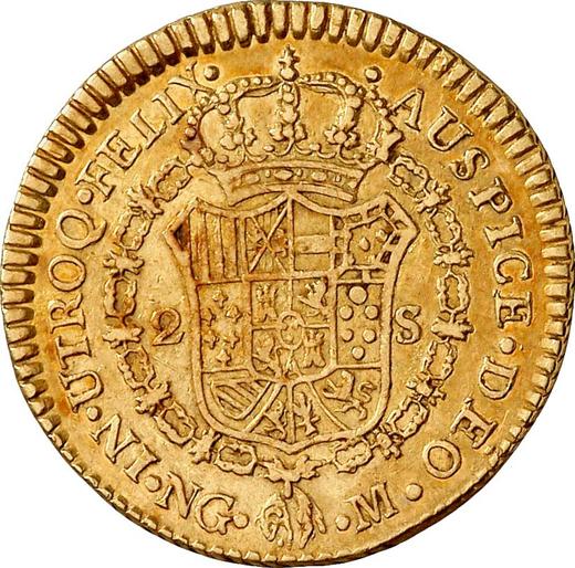 Реверс монеты - 2 эскудо 1785 года NG M - цена золотой монеты - Гватемала, Карл III