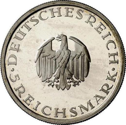 Аверс монеты - 5 рейхсмарок 1929 года F "Лессинг" - цена серебряной монеты - Германия, Bеймарская республика