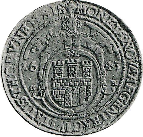 Rewers monety - Talar 1643 GR "Toruń" - cena srebrnej monety - Polska, Władysław IV