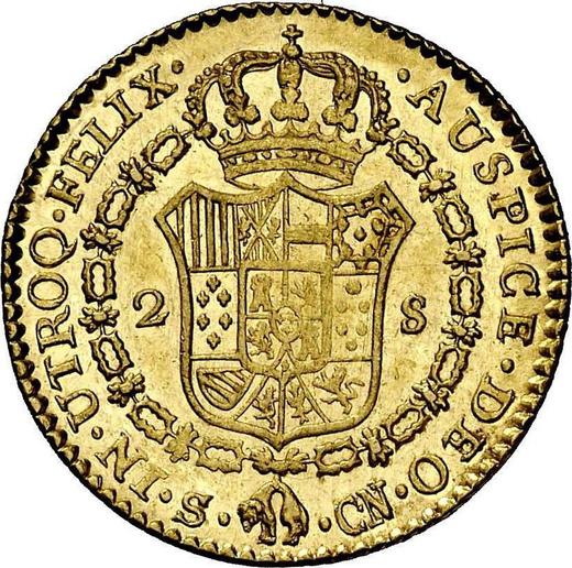 Revers 2 Escudos 1800 S CN - Goldmünze Wert - Spanien, Karl IV