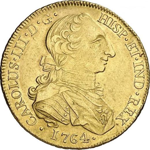 Аверс монеты - 8 эскудо 1764 года Mo MF - цена золотой монеты - Мексика, Карл III