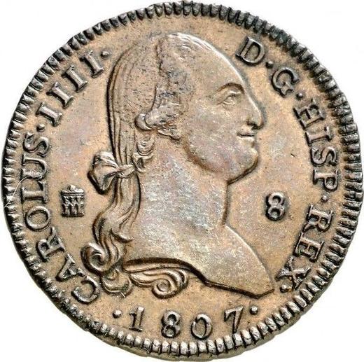Аверс монеты - 8 мараведи 1807 года - цена  монеты - Испания, Карл IV